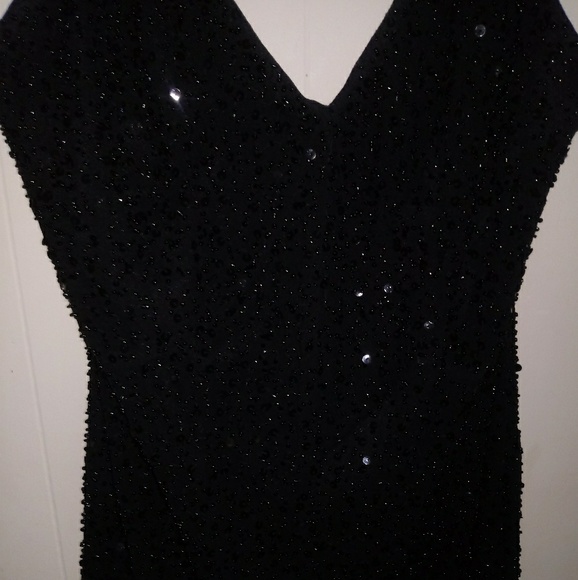 BLUSHE Impression Full Beaded Dress Sz 4 Black - Picture 4 of 7